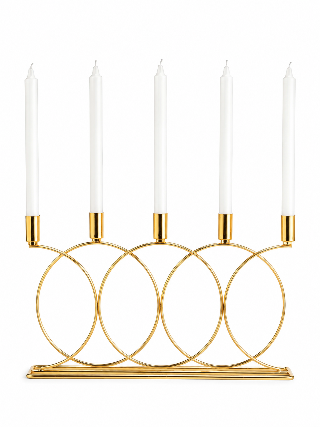 Beşli Halka Gold Mumluk - Geometrik Masaüstü Şamdan