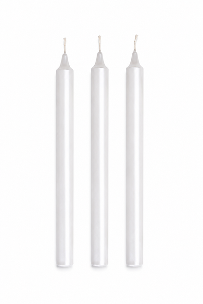 Beyaz İnci Rengi İnce Şamdan Mumu (25 cm) - Pacha Home